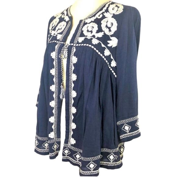 LUCKY BRAND EMBROIDERED SWING JACKET TIE FRONT - Picture 2 of 11